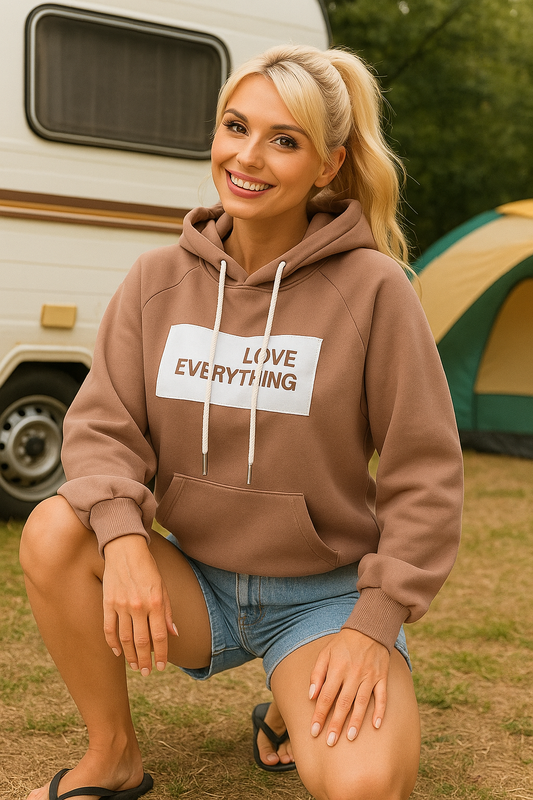 LOVE EVERYTHING Hoodie – Taupe