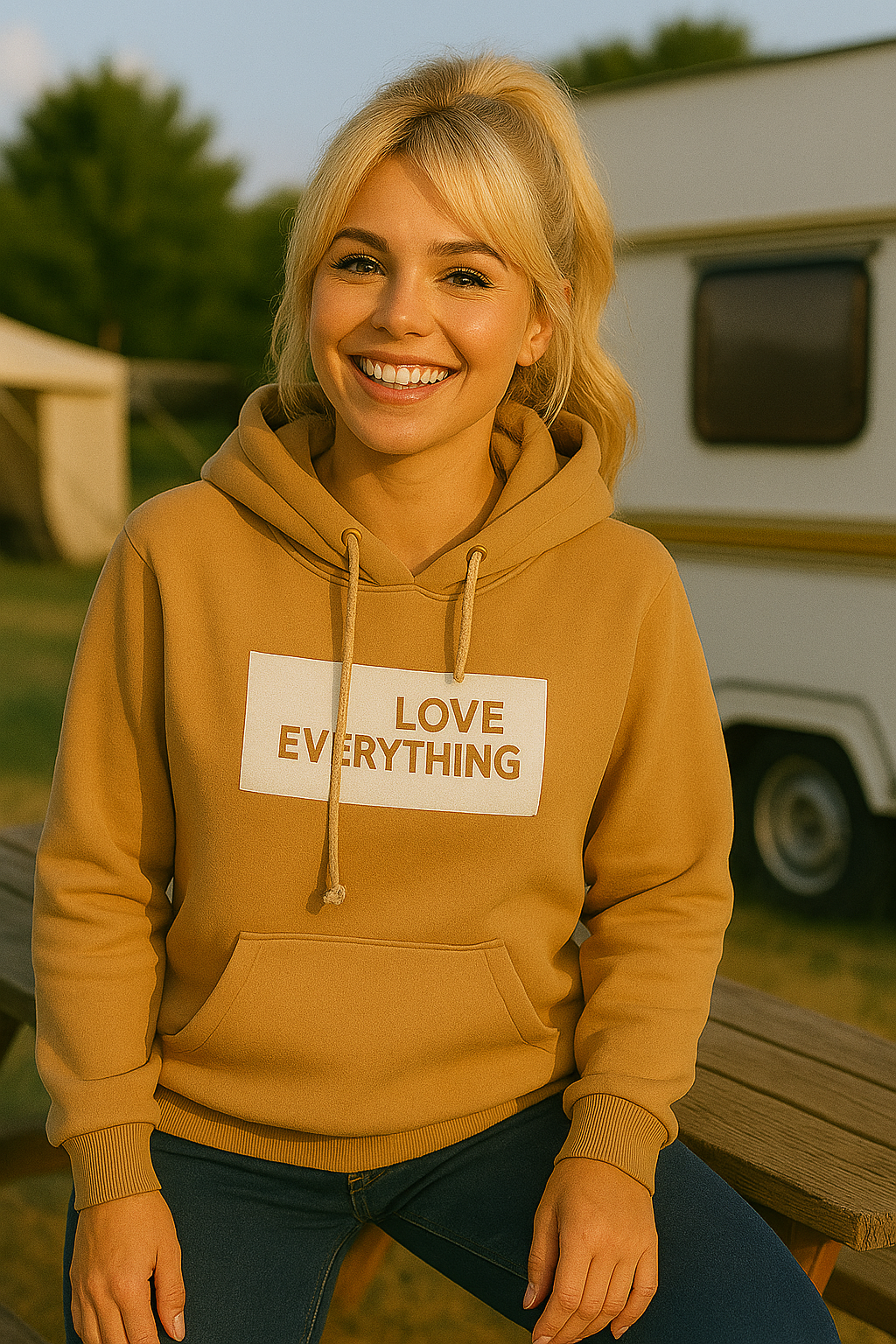 LOVE EVERYTHING Hoodie – Beige
