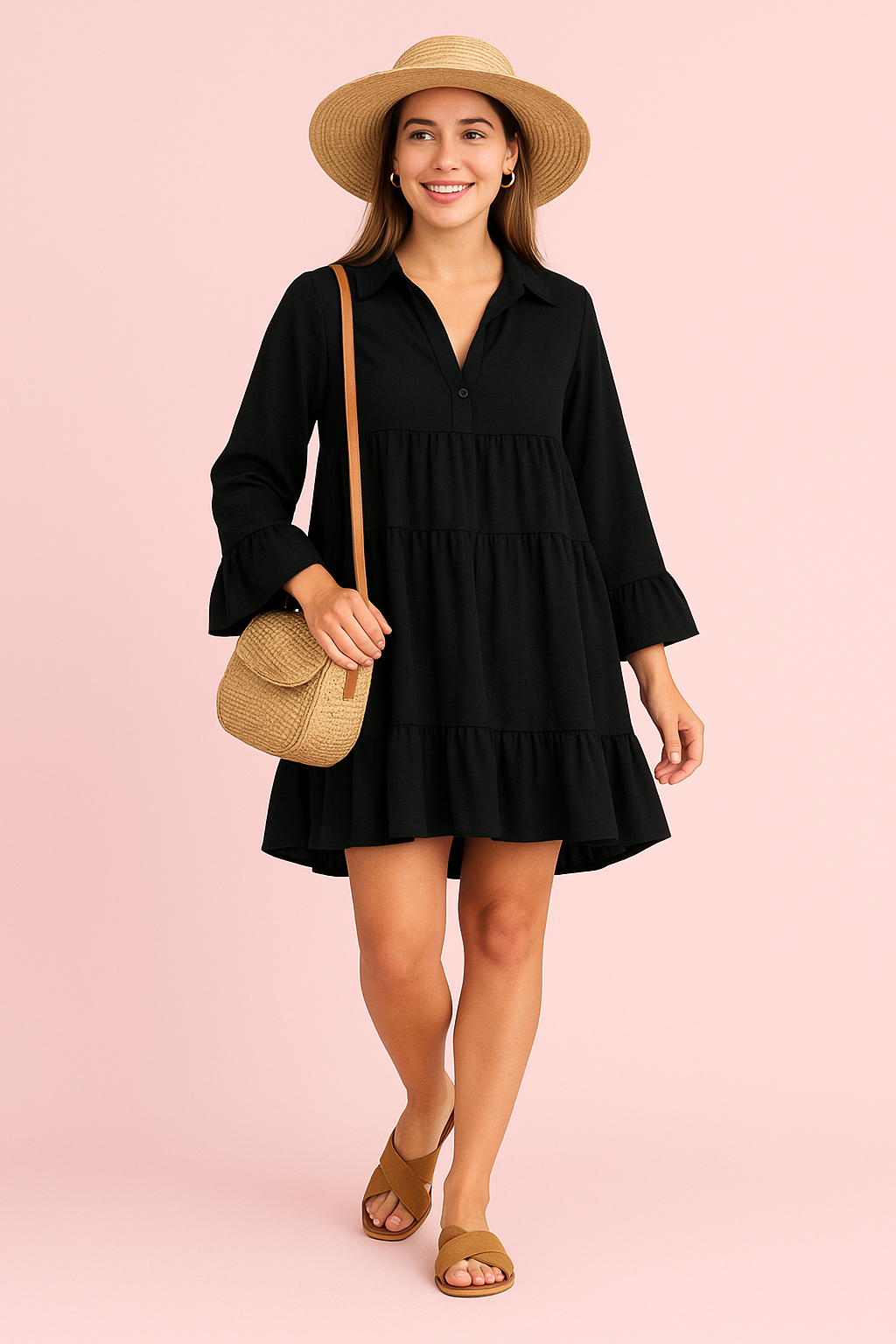 Midi jurk summer breeze zwart