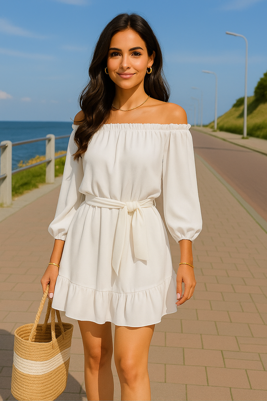 Blush Babe Off-Shoulder Jurk white – Van Boulevard tot Borrel