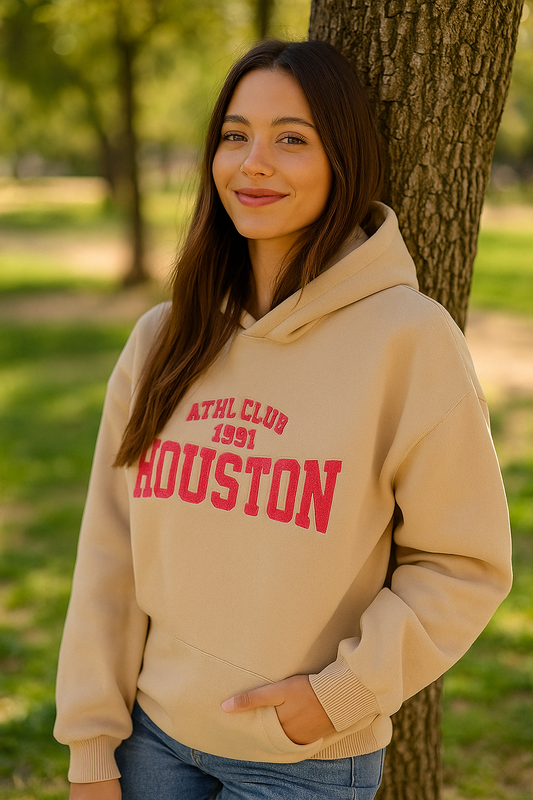 Oversized Beige Hoodie – Houston College Club