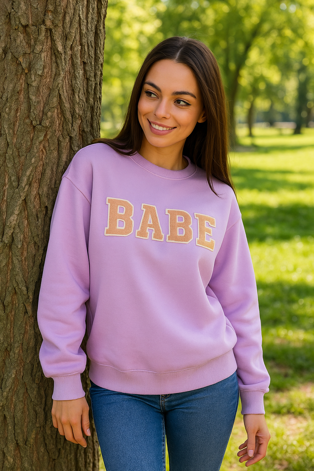 BABE Varsity Sweater – Lila Dream