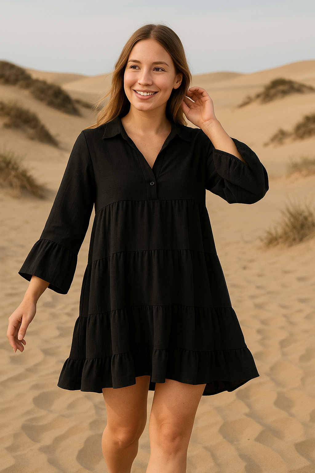 Midi jurk summer breeze zwart