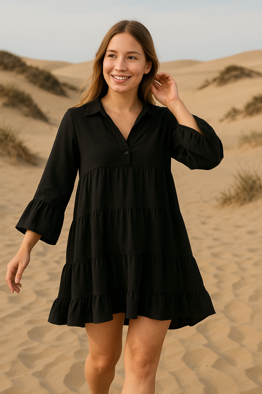 Midi jurk summer breeze zwart