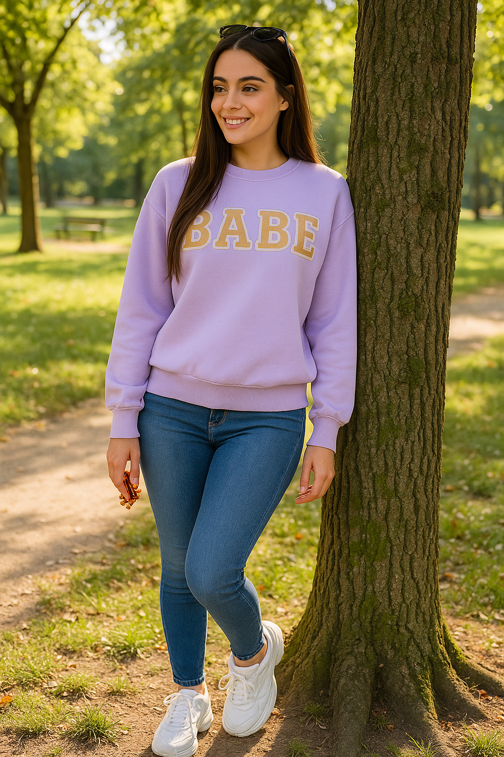 BABE Varsity Sweater – Lila Dream