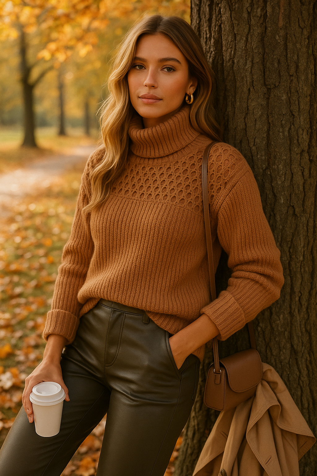 Chunky Knit Turtleneck – Camel Spice