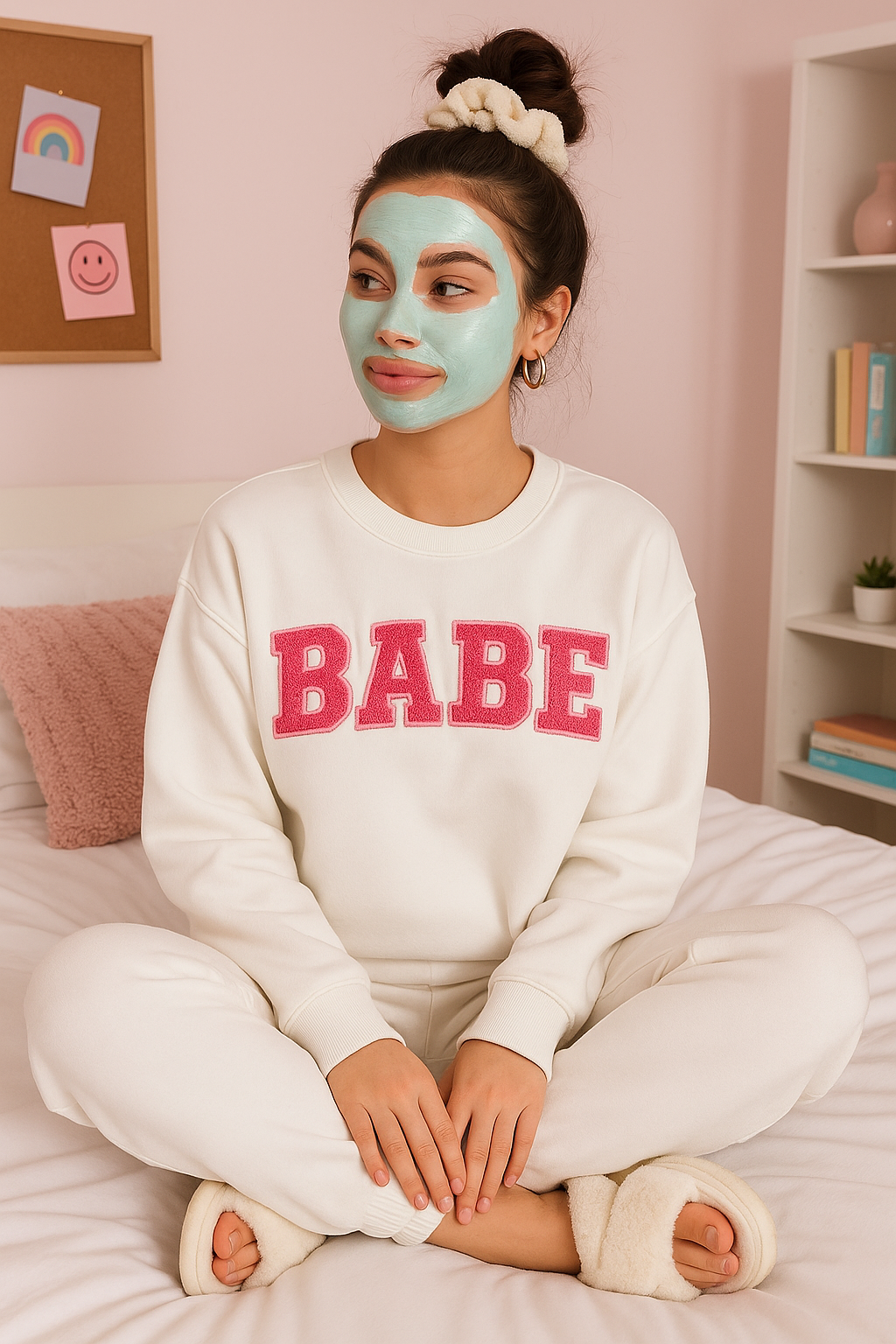 BABE Varsity Sweater - Wit met Roze