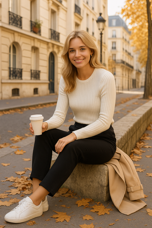 Essential Rib Knit Sweater – Gebroken Wit