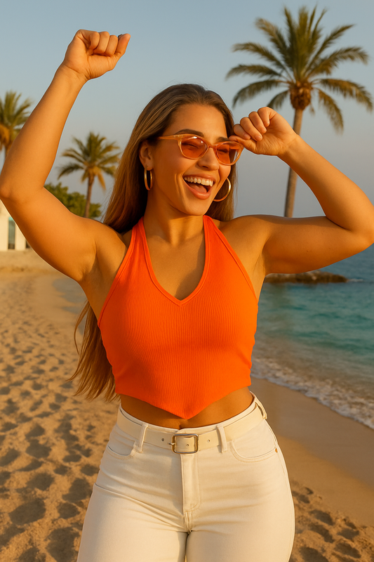 Orange Power Halter Top