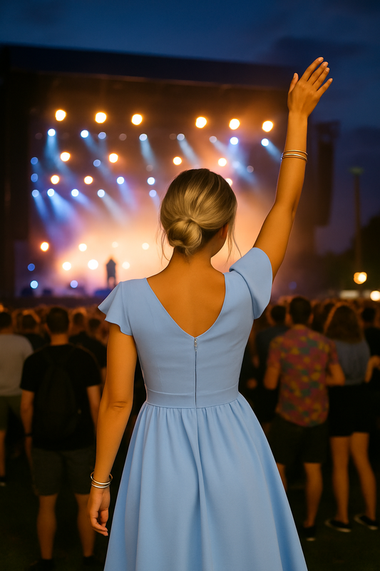 ☀️ Sky Vibes Dress – Light Blue Festival Favourite 💃