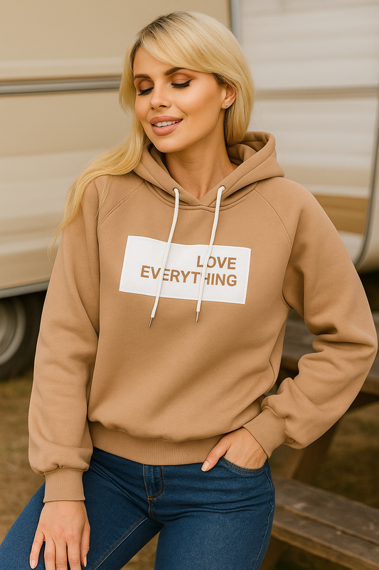 LOVE EVERYTHING Hoodie – Beige