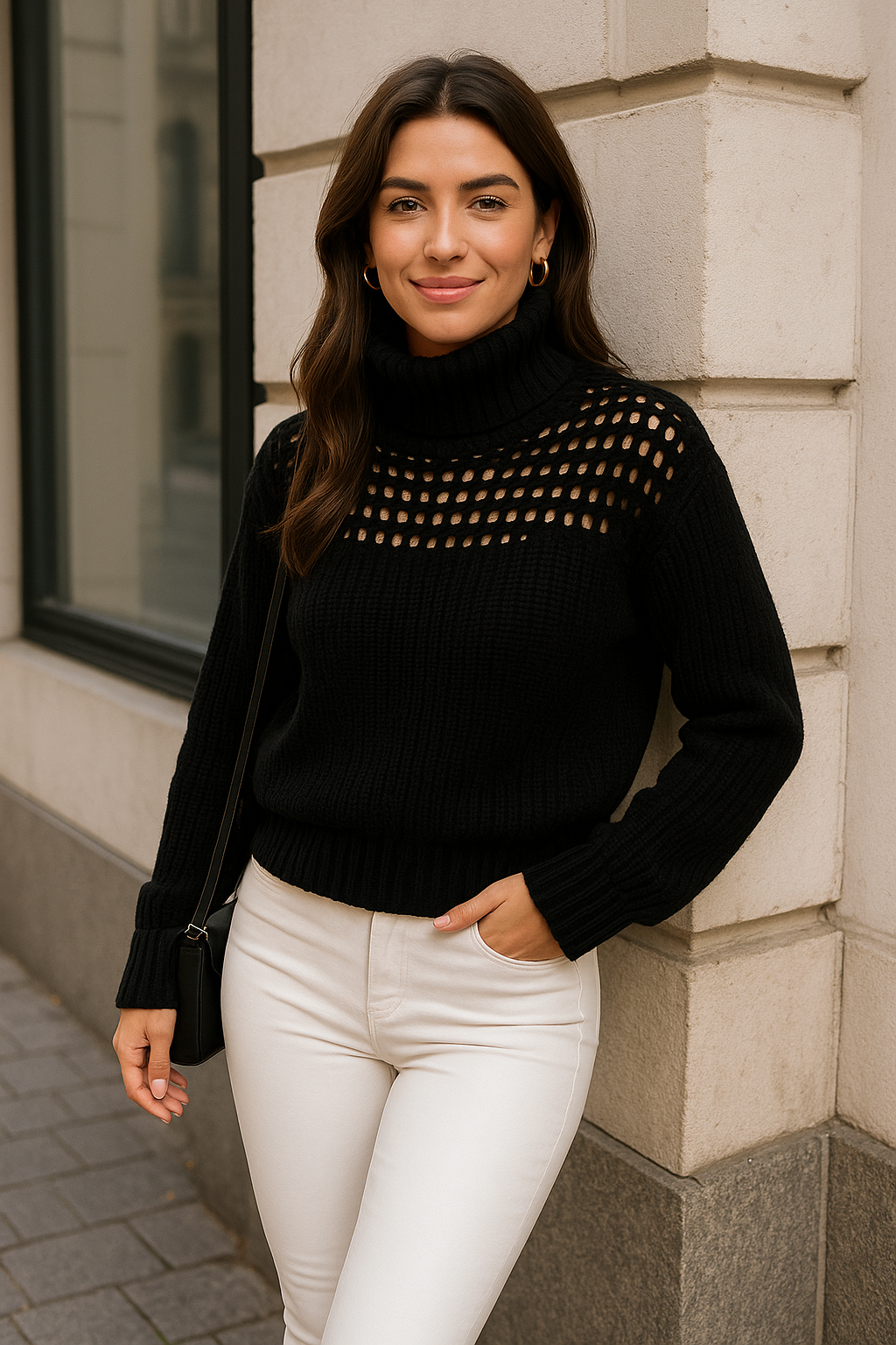 Chunky Knit Turtleneck – Black