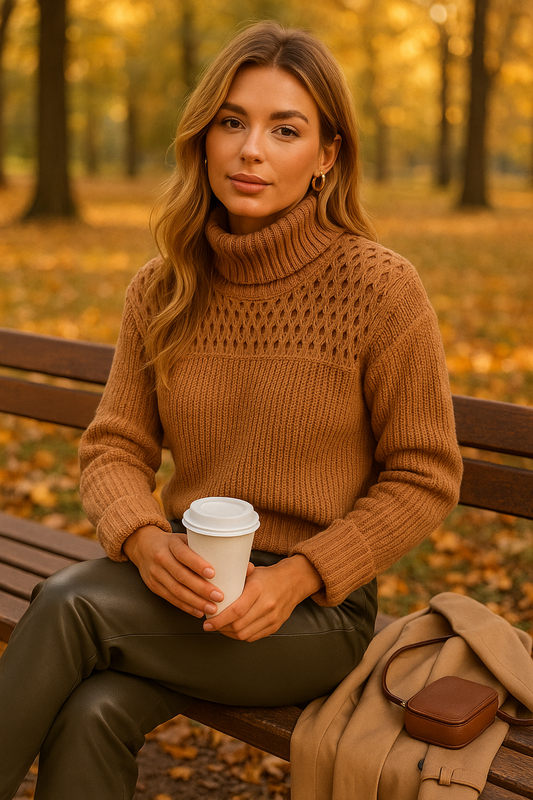 Chunky Knit Turtleneck – Camel Spice