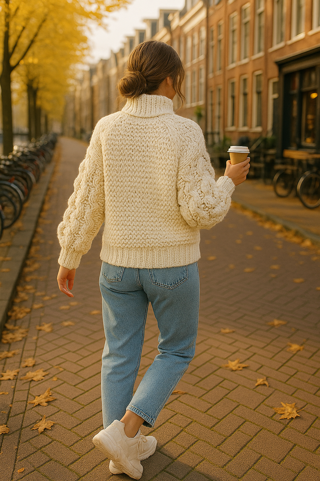 Chunky Knit Bubble Sleeve Sweater – Cream Cozy Vibes