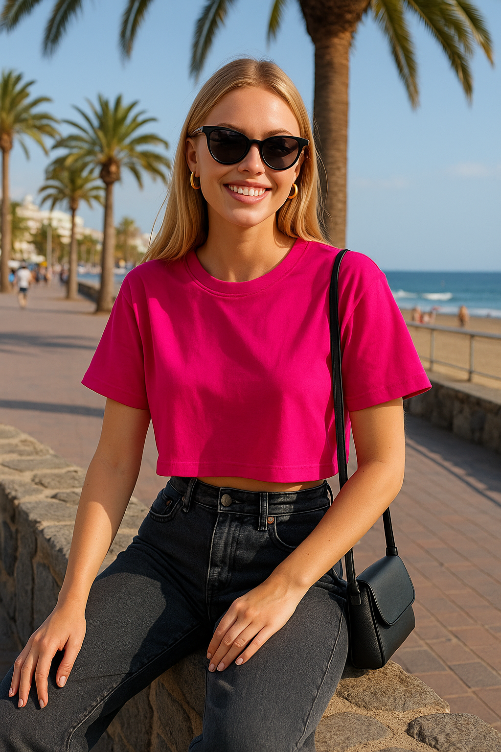 Cropped Boxy Tee – Fuchsia